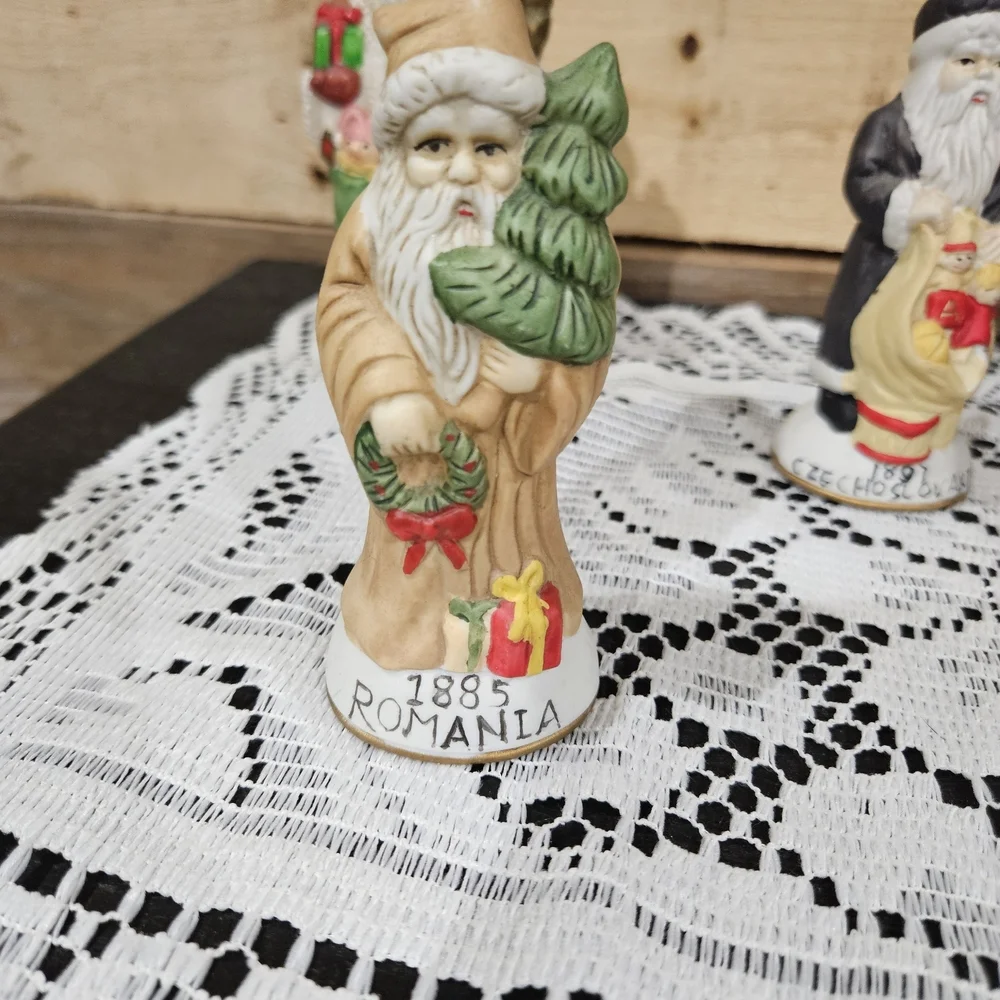 Hand-Painted Multicolor International Santa Figurine Set of 6